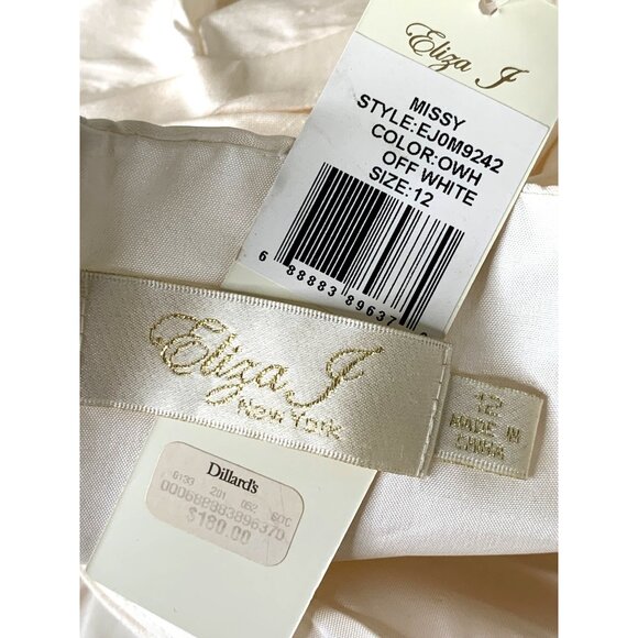 Eliza J Off-White Silk Formal Dress Beaded Waist Size 12 NWT 8684 $180 Lined - Picture 5 of 13